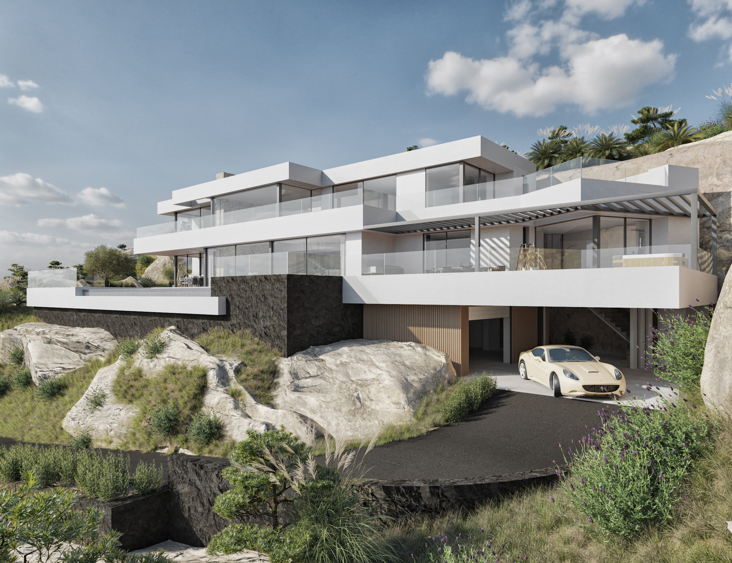 Storslått luksusvilla med design med fantastisk utsikt over havet