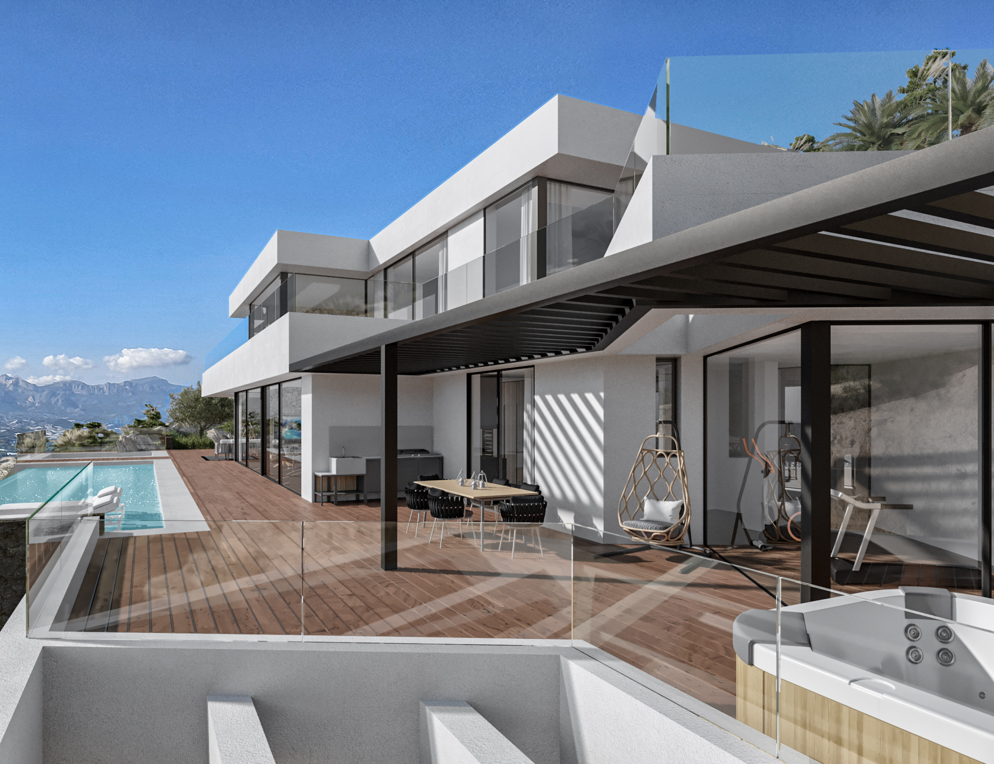 Storslått luksusvilla med design med fantastisk utsikt over havet